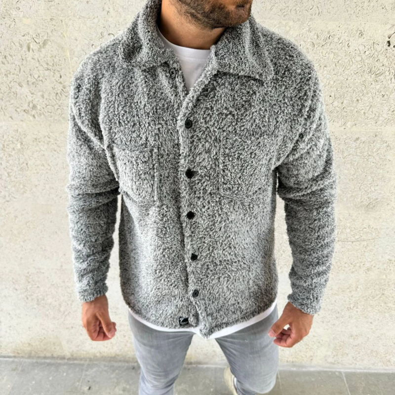Pelüş Polar Hırka Gömlek – Gri -