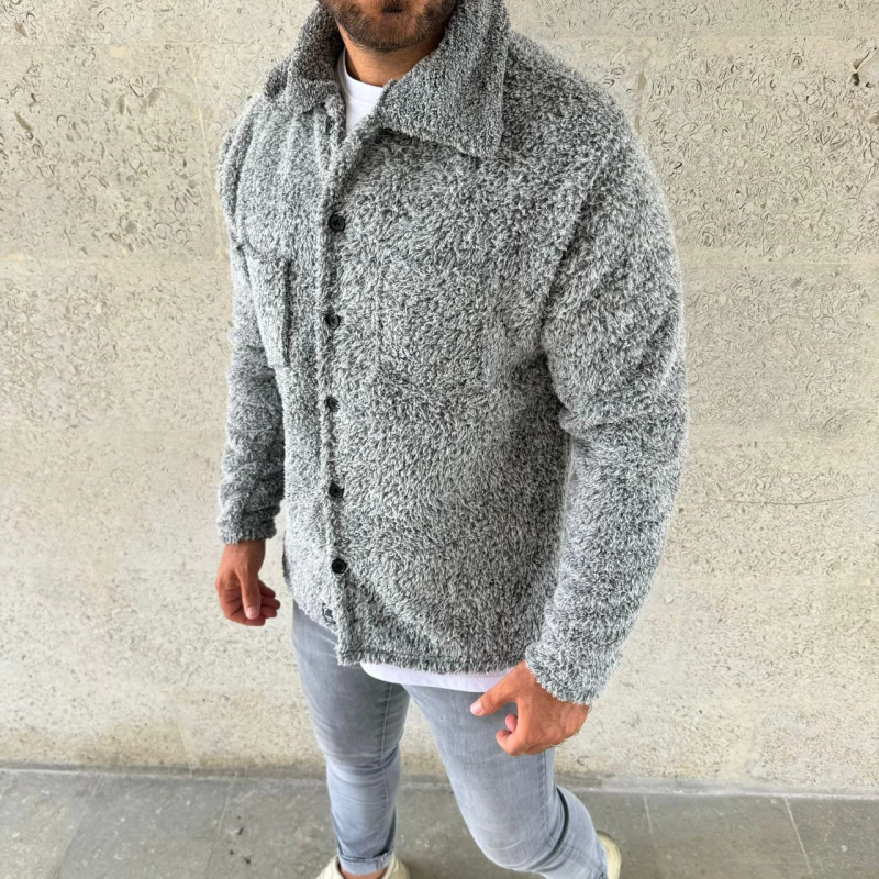 Pelüş Polar Hırka Gömlek – Gri -