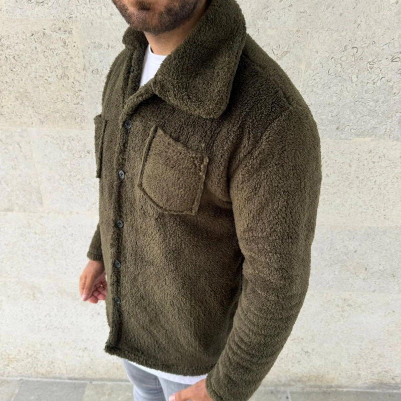 Pelüş Polar Hırka Gömlek - Haki -