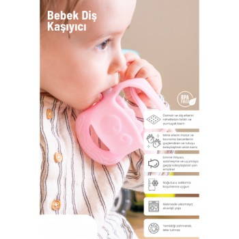 Pembe Bebek Silikon Diş Kaşıyıcı  