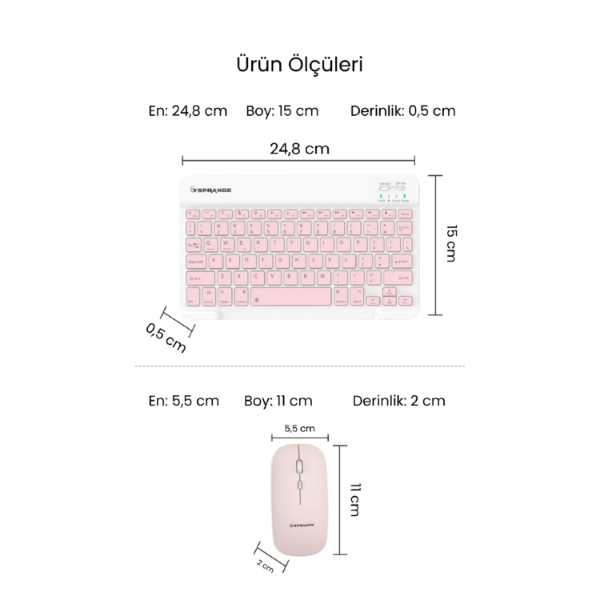 Pembe Kablosuz Klavye Ve Mouse Seti