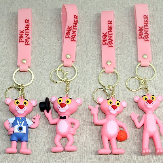 Pembe Panter Silikon Anahtarlık 