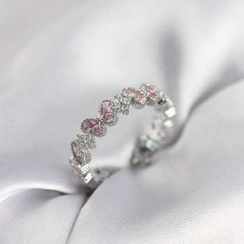 Pembe Zirkon Taşlı Kelebek Model Kadın Yüzük