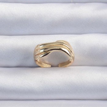 Pirinç Altın Renk Kıvrımlı Ayarlanabilir Yüzük