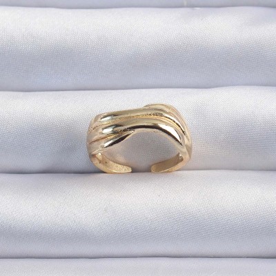 Pirinç Altın Renk Kıvrımlı Ayarlanabilir Yüzük