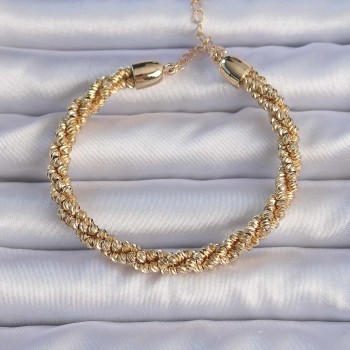 Pirinç Altın Renk Sarmal Model Bileklik