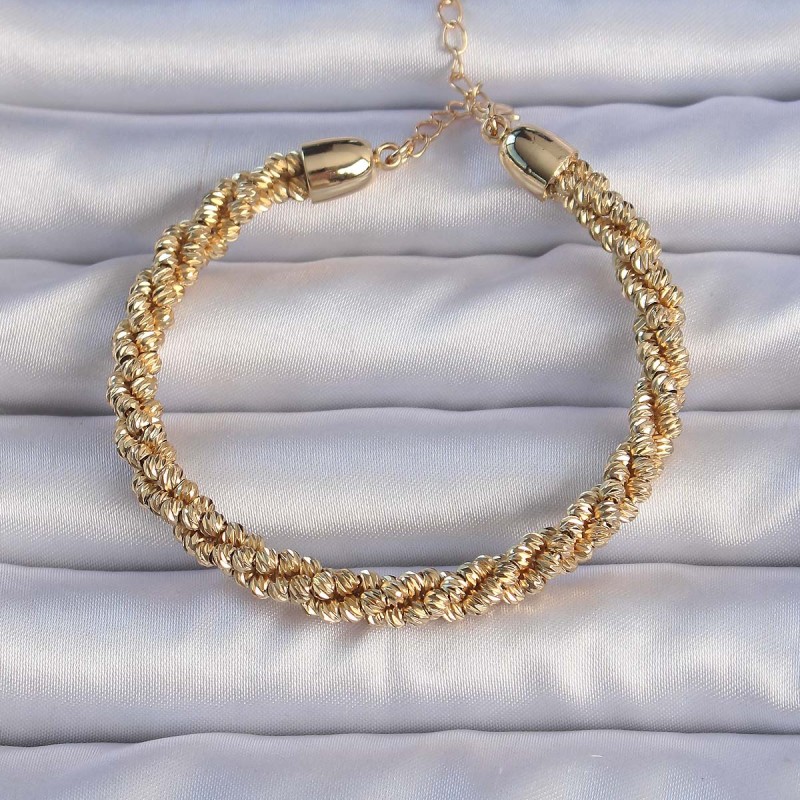 Pirinç Altın Renk Sarmal Model Bileklik