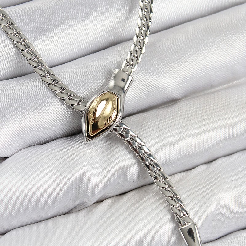 Pirinç Asansörlü Yılan Model Gümüş Renk Kadın Kolye