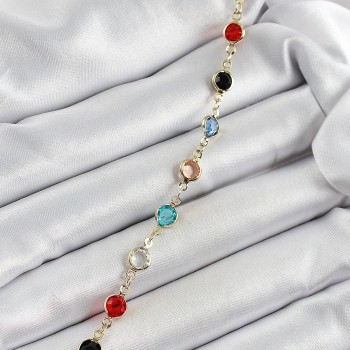 Pirinç Asorti Model Gold Renk Zirkon Taşlı Kadın Bileklik