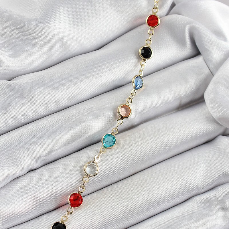 Pirinç Asorti Model Gold Renk Zirkon Taşlı Kadın Bileklik