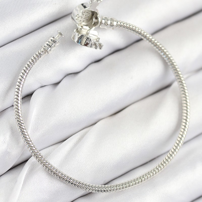 Pirinç Charm Zirkon Taşlı Taç Model Gümüş Renk Kadın Bileklik