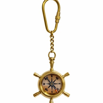 Pirinç Dümen İçinde Pusula Tasarım Anahtarlık