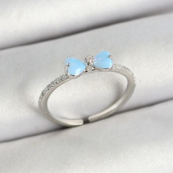 Pirinç Fiyonk Figürlü Zirkon Taşlı Gümüş Renk Ayarlanabilir Kadın Yüzük