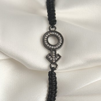 Pirinç Füme Renk Zirkon Taşlı Venüs Mars Asansörlü Makrome Model Kadın Bileklik