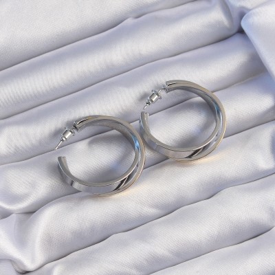 Pirinç Gold Gümüş Renkli Halka Küpe