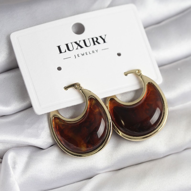 Pirinç Gold Kahverengi Renk Vintage Kadın Küpe