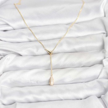 Pirinç Gold Renk Asansörlü Damla Model Kadın Kolye