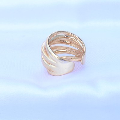 Pirinç Gold Renk Ayarlanabilir Tırtıklı Bombe Yüzük