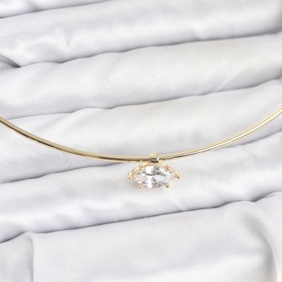 Pirinç Gold Renk Choker Model Zirkon Taşlı Kadın Kolye
