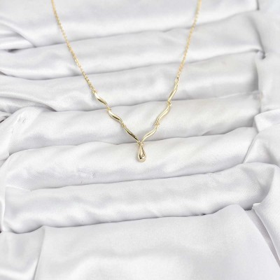 Pirinç Gold Renk Damla Model Kadın Kolye