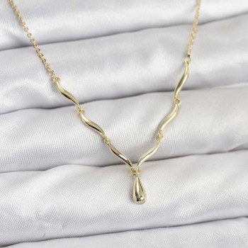 Pirinç Gold Renk Damla Model Kadın Kolye