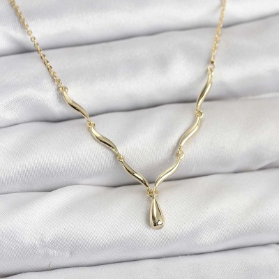 Pirinç Gold Renk Damla Model Kadın Kolye