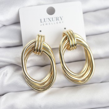 Pirinç Gold Renk Damla Model Vintage Kadın Küpe