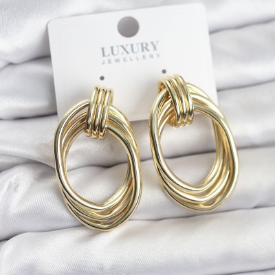 Pirinç Gold Renk Damla Model Vintage Kadın Küpe