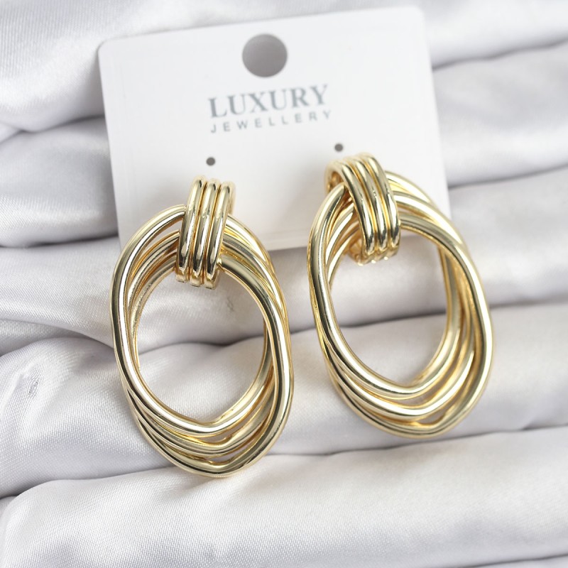 Pirinç Gold Renk Damla Model Vintage Kadın Küpe