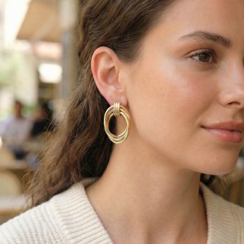 Pirinç Gold Renk Damla Model Vintage Kadın Küpe