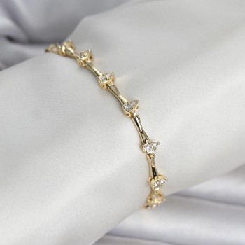 Pirinç Gold Renk Damla Model Zirkon Taşlı Kadın Bileklik