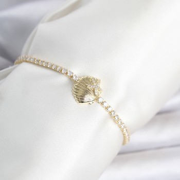 Pirinç Gold Renk Deniz Kabuğu Model Su Yolu Kadın Bileklik