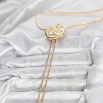 Pirinç Gold Renk Gül Model Asansörlü Kadın Kolye