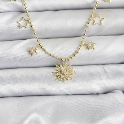 Pirinç Gold Renk Güneş Model Kadın Kolye