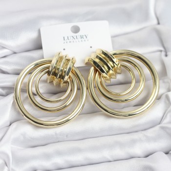 Pirinç Gold Renk Halka Model Vintage Kadın Küpe