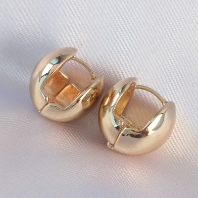 Pirinç Gold Renk İçi Boş Minimal Topçuk Küpe