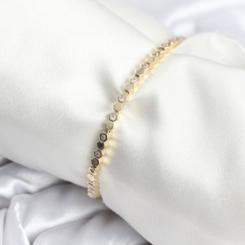 Pirinç Gold Renk İnce Petek Model Kadın Bileklik