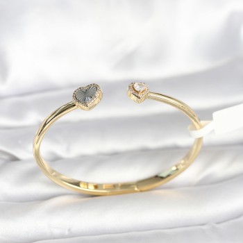 Pirinç Gold Renk Kalpli Model Kadın Kelepçe Bileklik