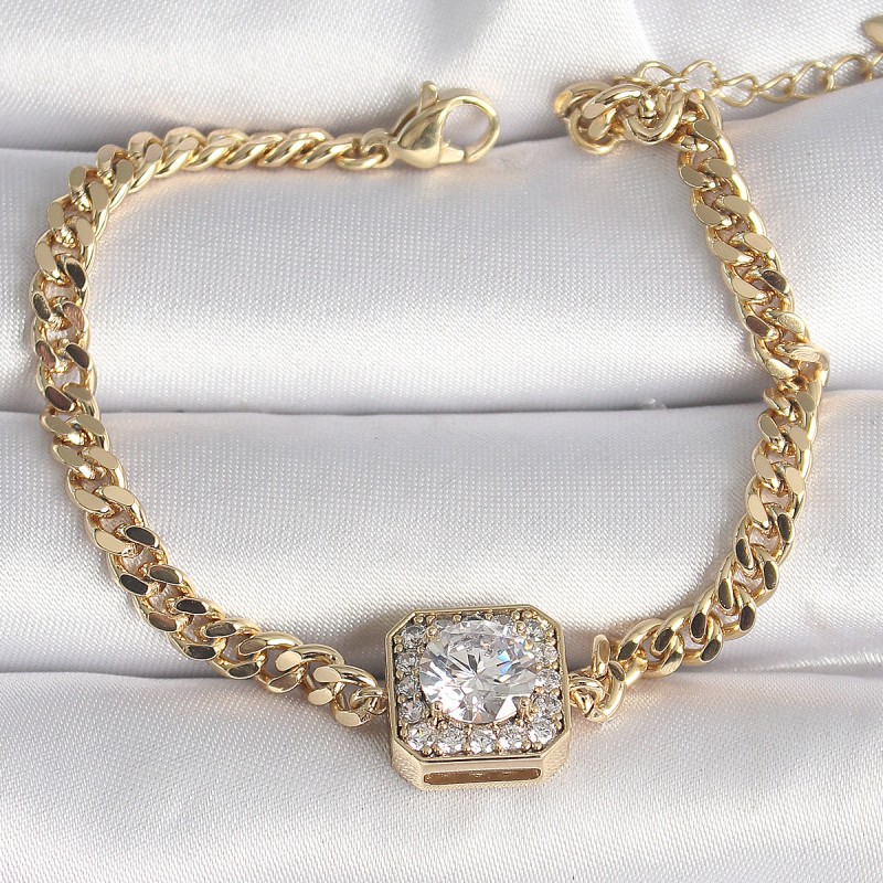 Pirinç Gold Renk Kare Zirkon Taşlı Xuping Exclusive VIP Seri Kadın Bileklik