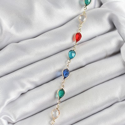 Pirinç Gold Renk Karışık Damla Zirkon Taşlı Kadın Bileklik