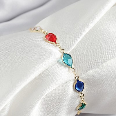 Pirinç Gold Renk Karışık Damla Zirkon Taşlı Kadın Bileklik