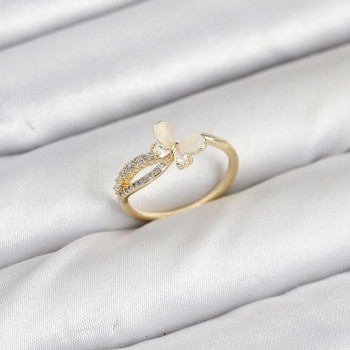 Pirinç Gold Renk Kelebek Zirkon Taşlı Kadın Yüzük