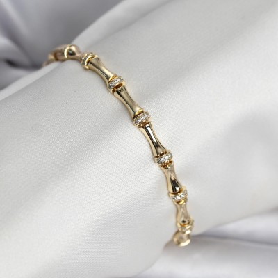 Pirinç Gold Renk Kemik Model Kadın Bileklik