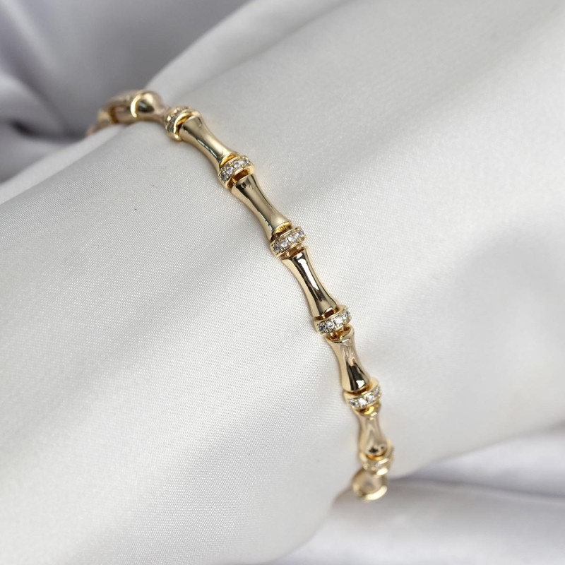 Pirinç Gold Renk Kemik Model Kadın Bileklik