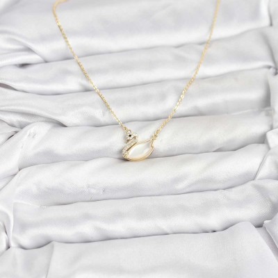 Pirinç Gold Renk Kuğu Model Kadın Kolye