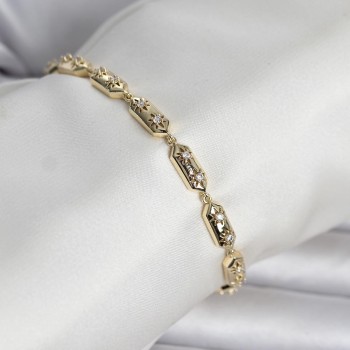 Pirinç Gold Renk Kutup Yıldızı İşleme Kadın Bileklik
