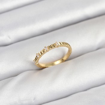Pirinç Gold Renk Lazer Kesim Kadın Yüzük