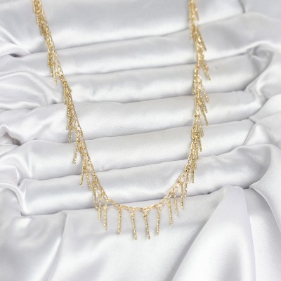 Pirinç Gold Renk Saçaklı Model Kadın Kolye