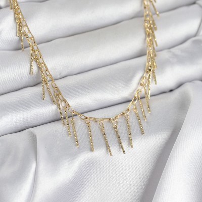 Pirinç Gold Renk Saçaklı Model Kadın Kolye