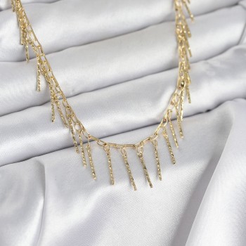 Pirinç Gold Renk Saçaklı Model Kadın Kolye